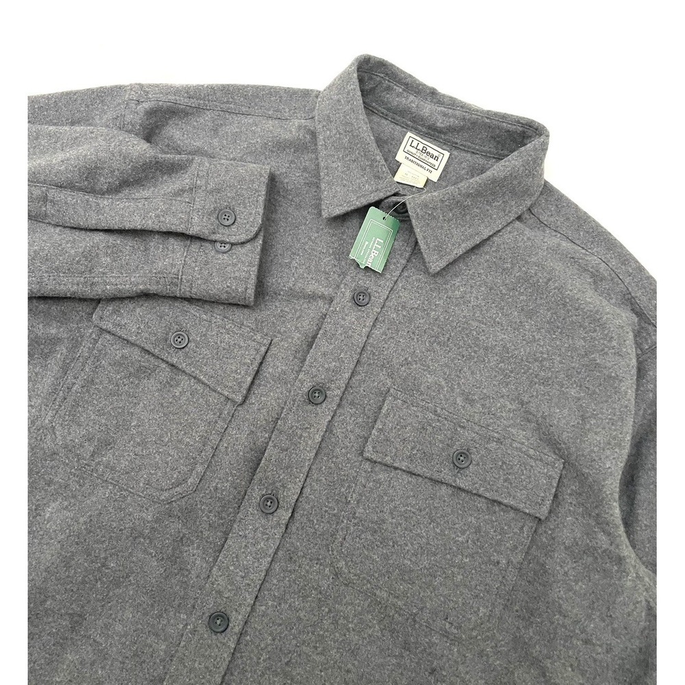 NEW LL Bean Chamois Flannel Shirt XLT Heather Gray Long Sleeve Outdoors